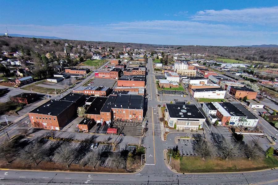 About Our Agency - Aerial View Downtown Wilkesboro North Carolina