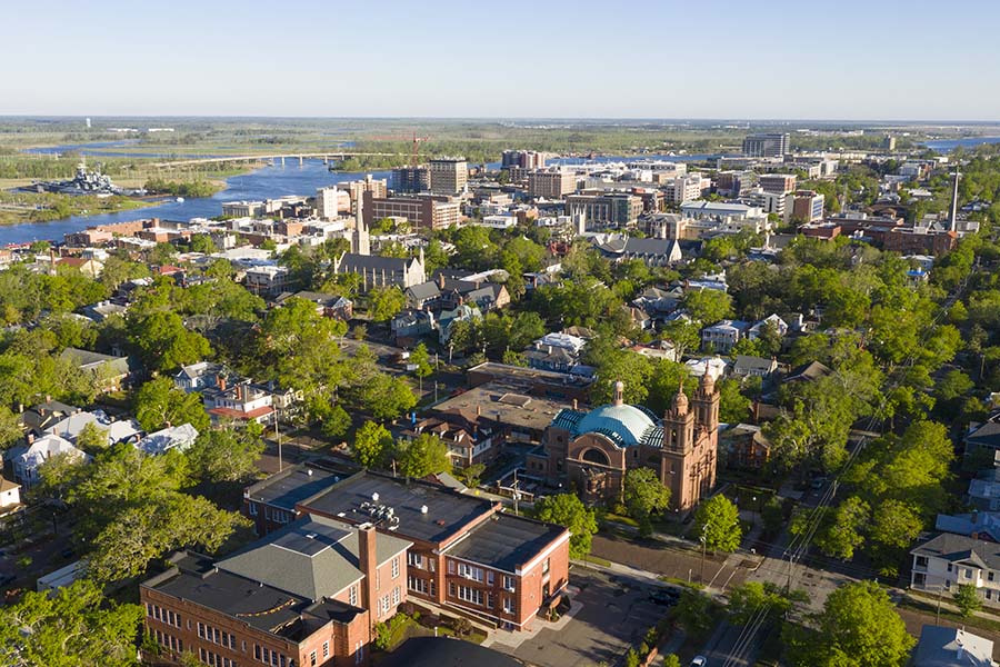 Wilkesboro NC - Aerial View Downtown In The Springtime In Wilkesboro North Carolina